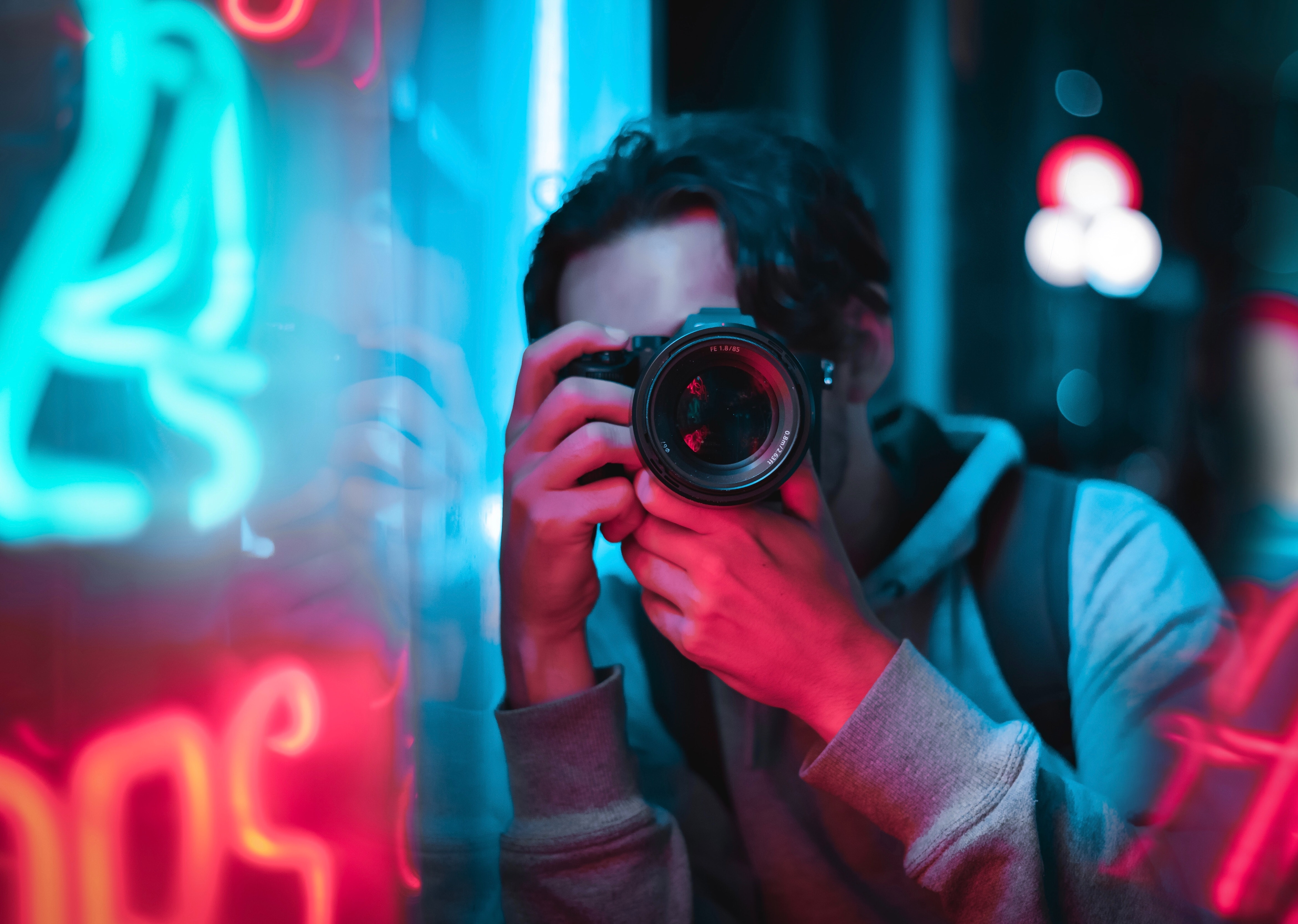 vividly colored picture of photographer